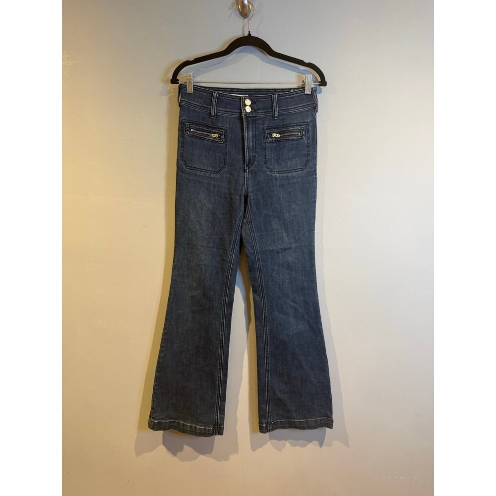 Pilcro Anthropologie Dark Wash Bootcut Jeans 28 Petite Zip Pocket